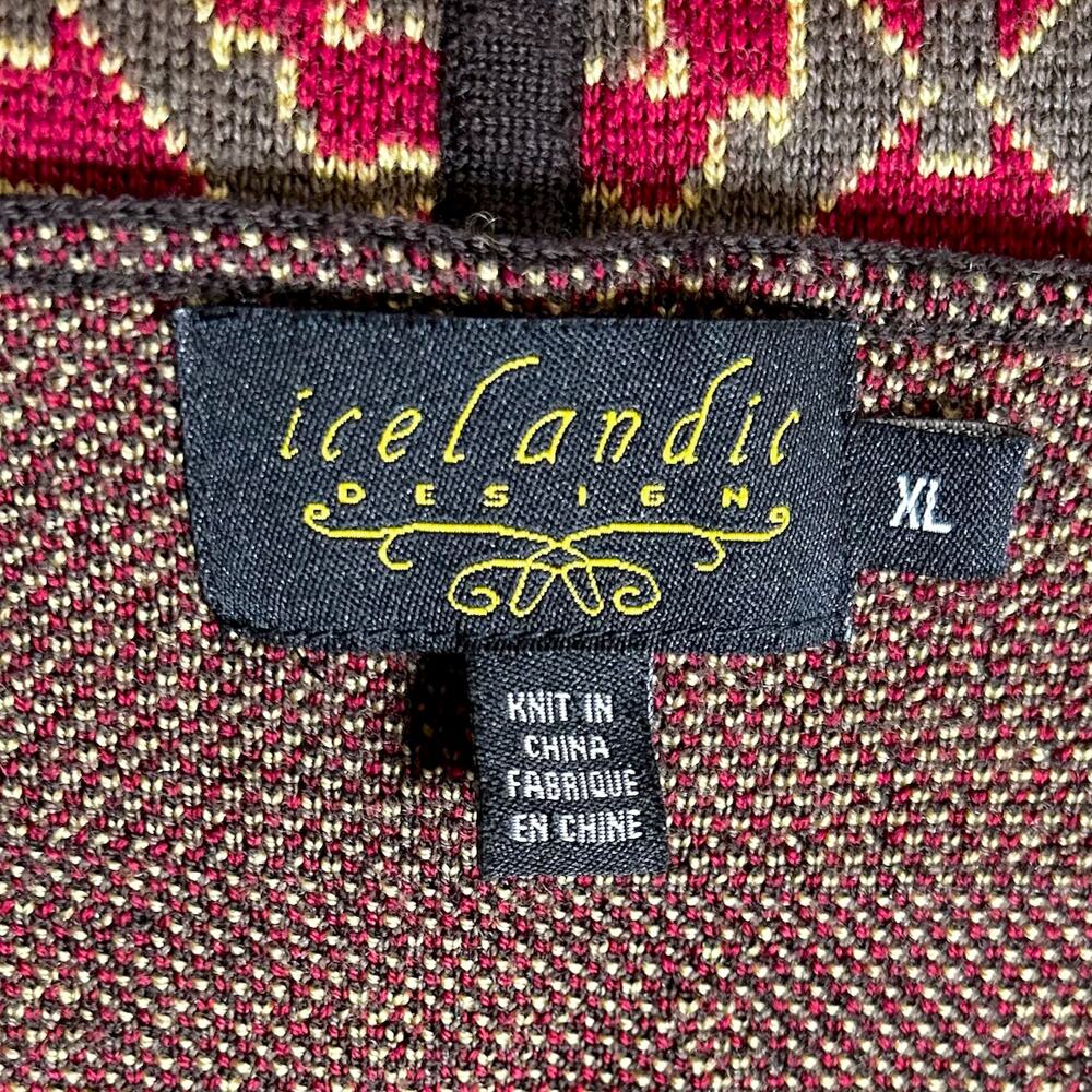 Icelandic 100% Merino Wool Cardigan Duster Nordic Fair Isle Ski Cabin Luxury XL - Picture 9 of 12